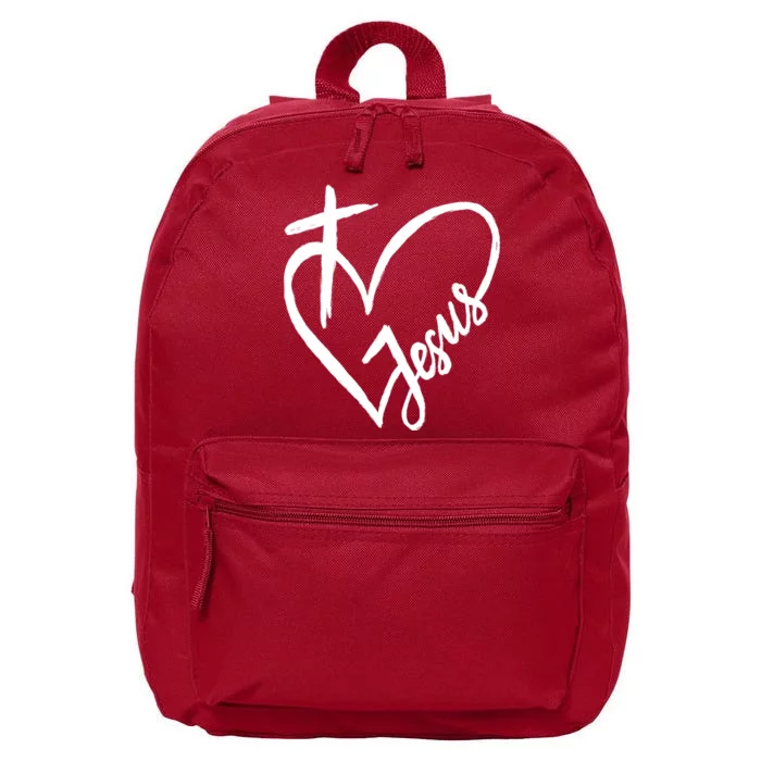 Love Jesus Cross Heart 16 in Basic Backpack