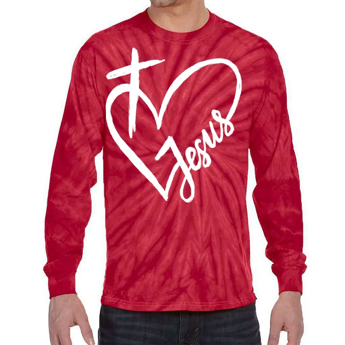 Love Jesus Cross Heart Tie-Dye Long Sleeve Shirt