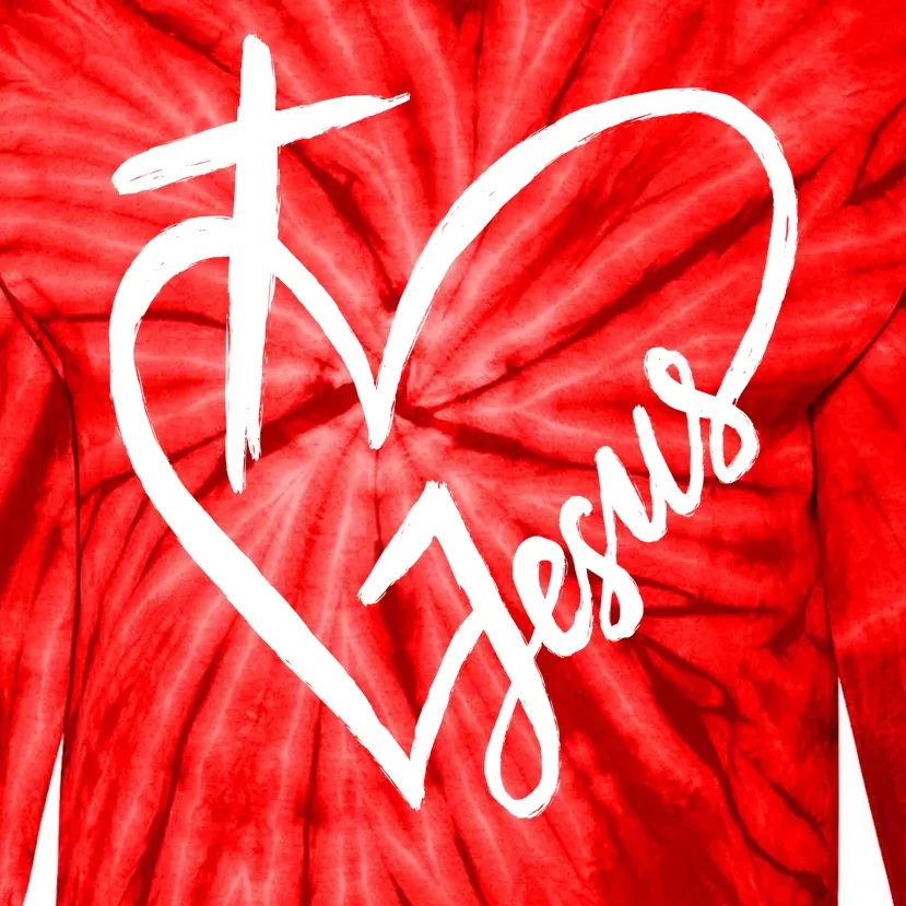 Love Jesus Cross Heart Tie-Dye Long Sleeve Shirt