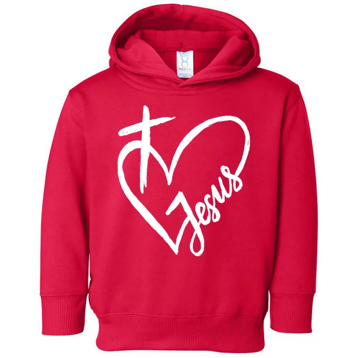 Love Jesus Cross Heart Toddler Hoodie