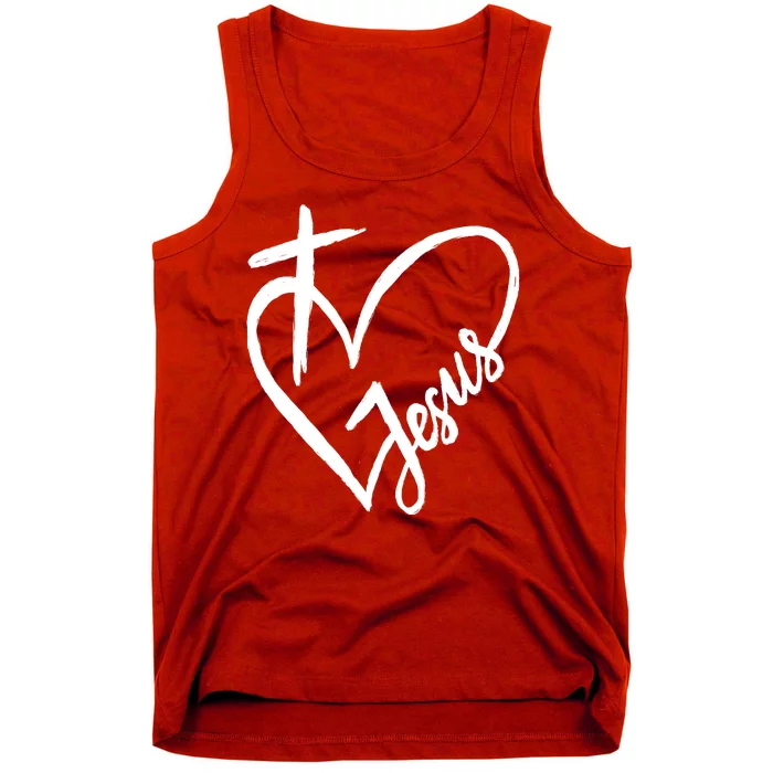 Love Jesus Cross Heart Tank Top