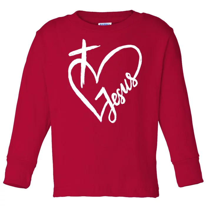 Love Jesus Cross Heart Toddler Long Sleeve Shirt