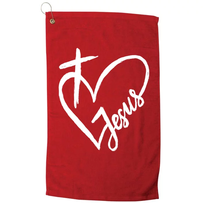 Love Jesus Cross Heart Platinum Collection Golf Towel