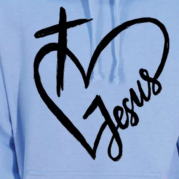 Love Jesus Cross Heart Unisex Surf Hoodie