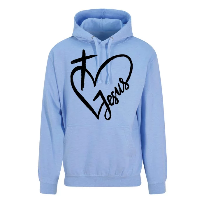 Love Jesus Cross Heart Unisex Surf Hoodie