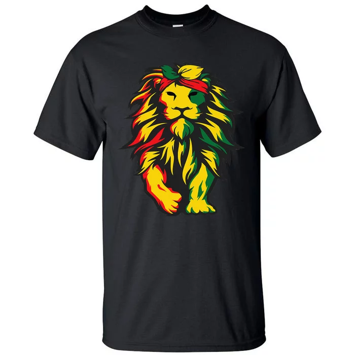 Lion Juneteenth Cool Black History African American Flag Tall T-Shirt