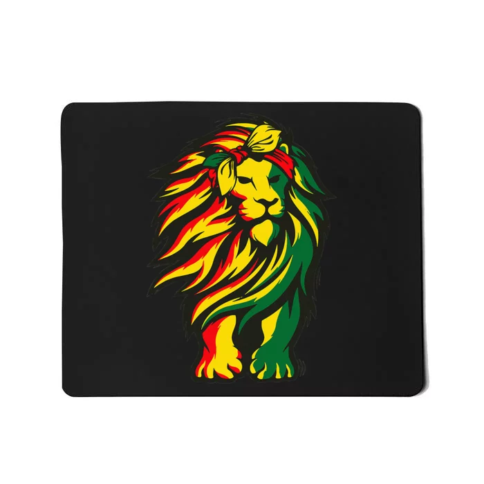 Lion Juneteenth Cool Black History African American Flag Raglan Mousepad