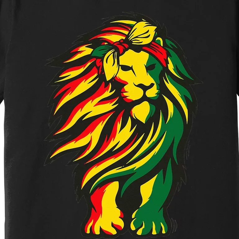 Lion Juneteenth Cool Black History African American Flag Raglan Premium T-Shirt