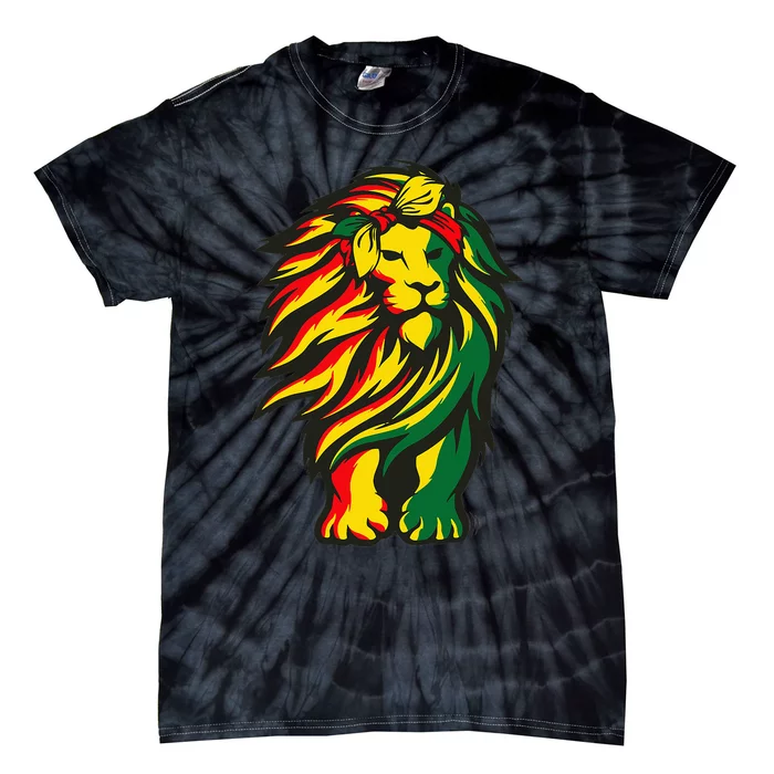 Lion Juneteenth Cool Black History African American Flag Raglan Tie-Dye T-Shirt