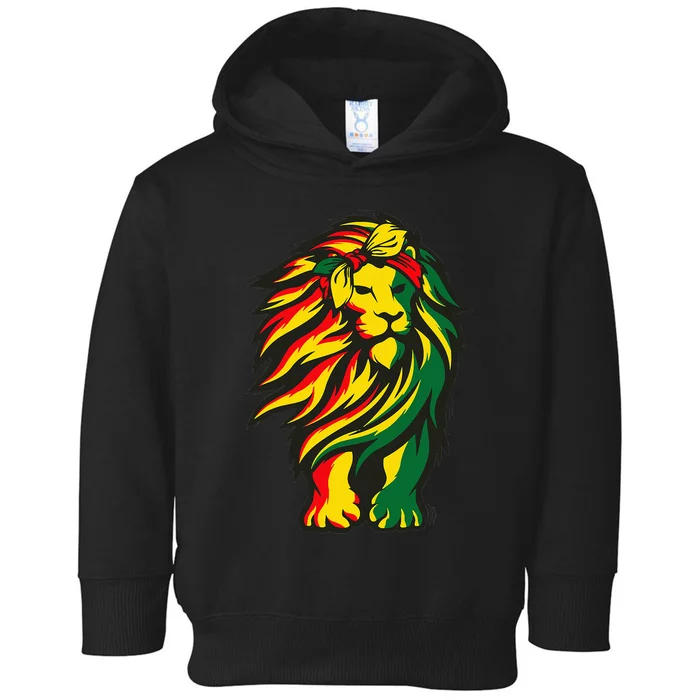 Lion Juneteenth Cool Black History African American Flag Raglan Toddler Hoodie