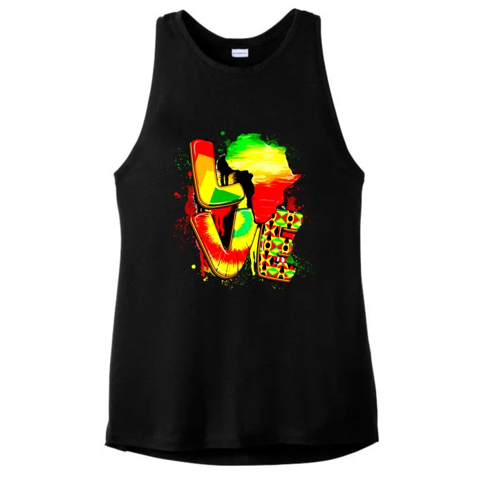 Love Juneteenth Celebrating Black Freedom 1865 African American Ladies Tri-Blend Wicking Tank