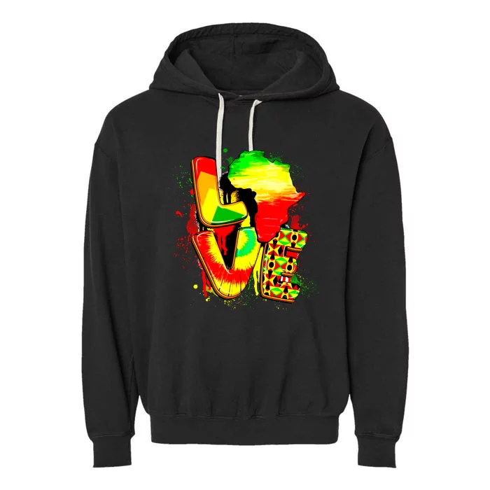 Love Juneteenth Celebrating Black Freedom 1865 African American Garment-Dyed Fleece Hoodie