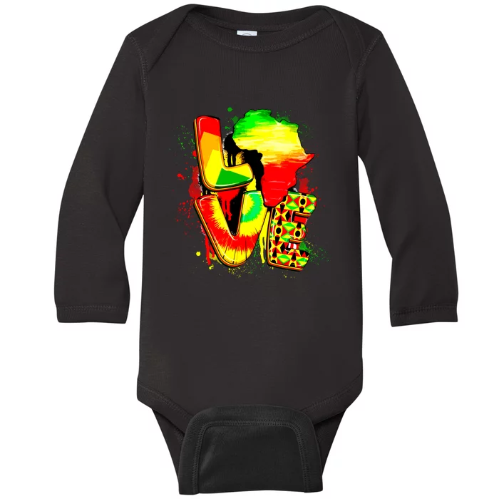 Love Juneteenth Celebrating Black Freedom 1865 African American Baby Long Sleeve Bodysuit