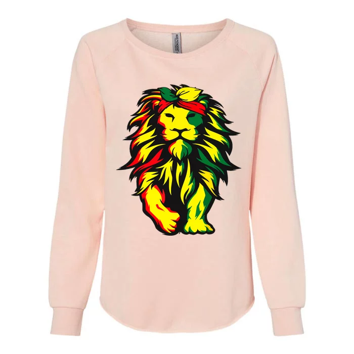 Lion Juneteenth Cool Black History African American Flag Womens California Wash Sweatshirt