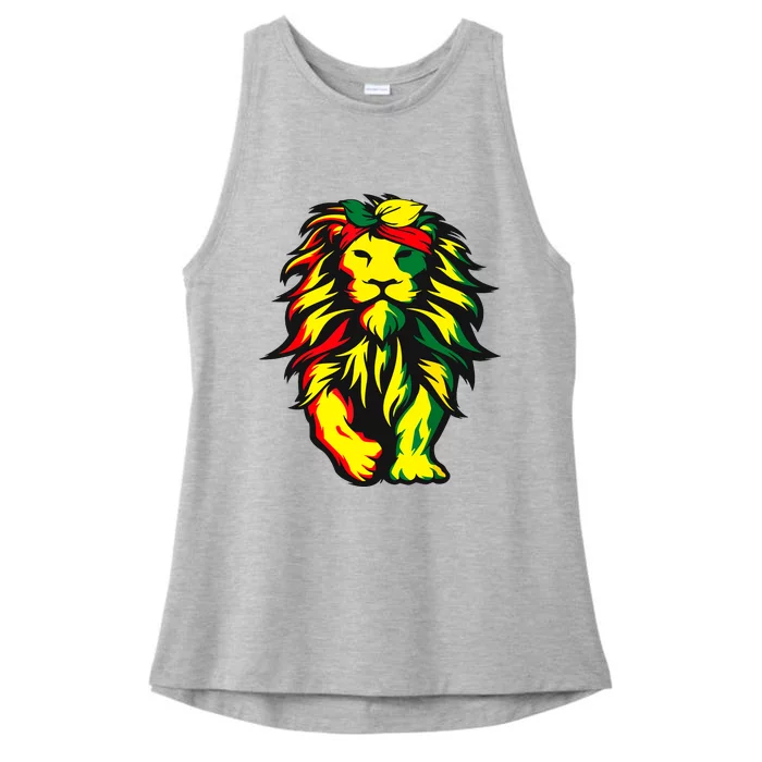 Lion Juneteenth Cool Black History African American Flag Ladies Tri-Blend Wicking Tank