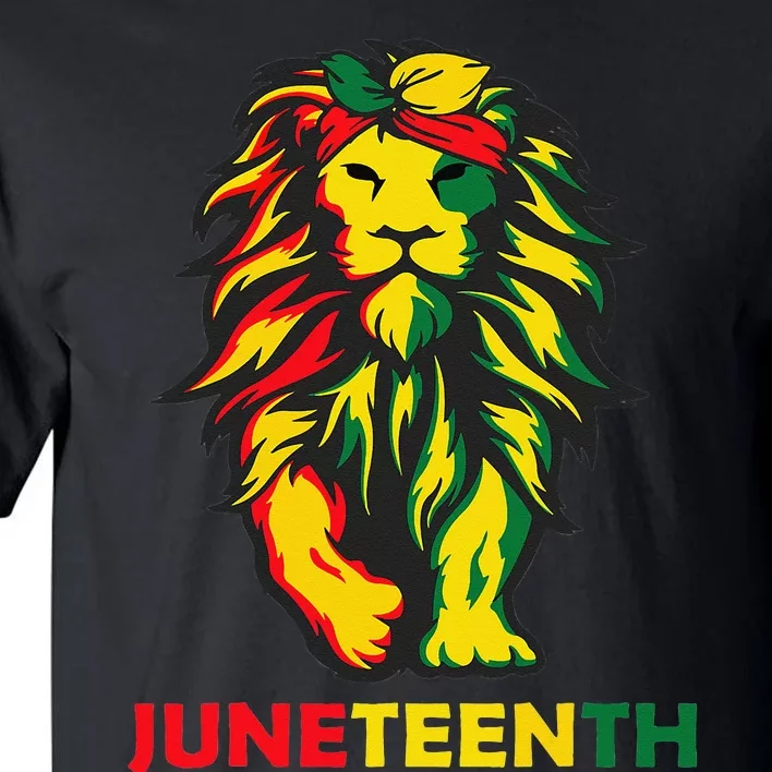 Lion Juneteenth Cool Black History African American Flag Tall T-Shirt