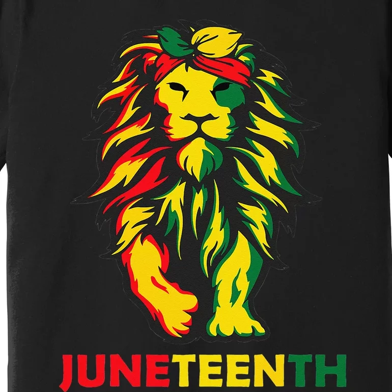 Lion Juneteenth Cool Black History African American Flag Premium T-Shirt