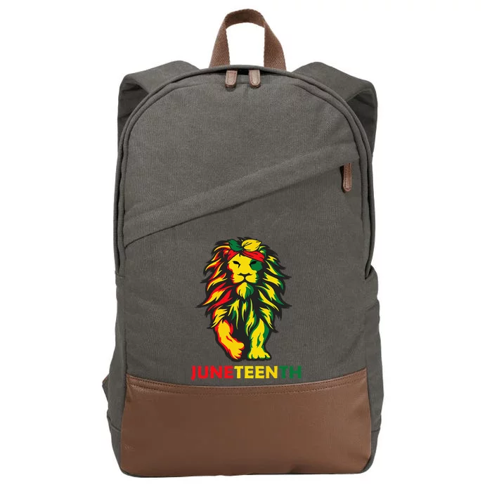 Lion Juneteenth Cool Black History African American Flag Cotton Canvas Backpack