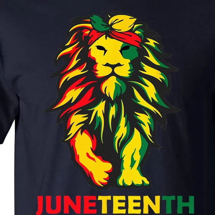 Lion Juneteenth Cool Black History African American Flag Tall T-Shirt