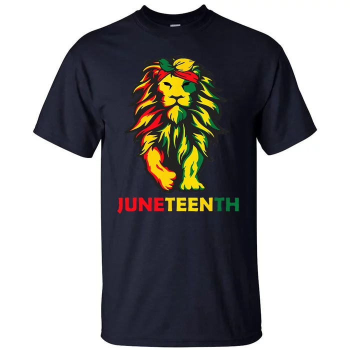 Lion Juneteenth Cool Black History African American Flag Tall T-Shirt