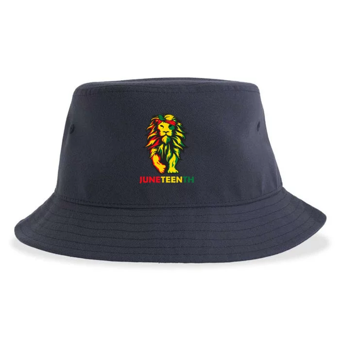 Lion Juneteenth Cool Black History African American Flag Sustainable Bucket Hat