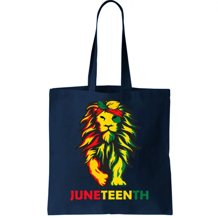 Lion Juneteenth Cool Black History African American Flag Tote Bag