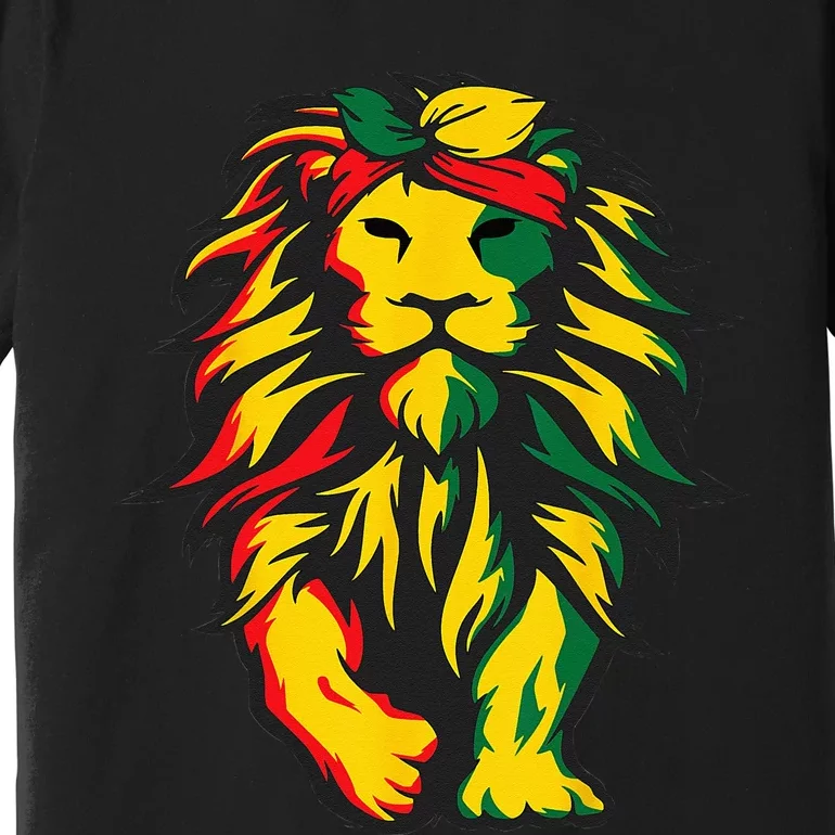 Lion Juneteenth Cool Black History African American Flag Premium T-Shirt