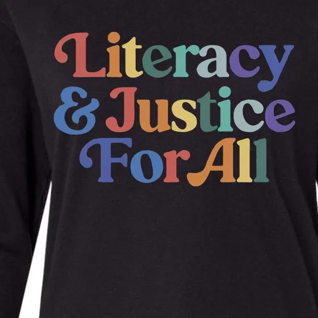 Literacy Justice For All Stop Book Banning Protect Librarian Womens Cotton Relaxed Long Sleeve T-Shirt