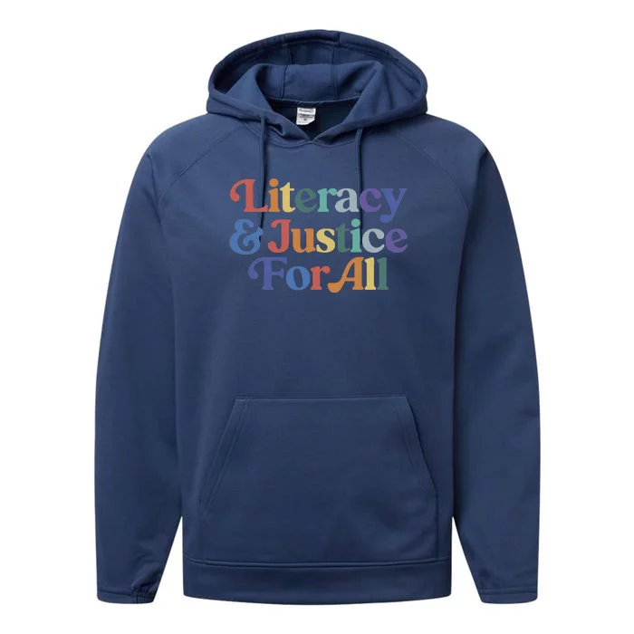 Literacy Justice For All Stop Book Banning Protect Librarian Performance Fleece Hoodie