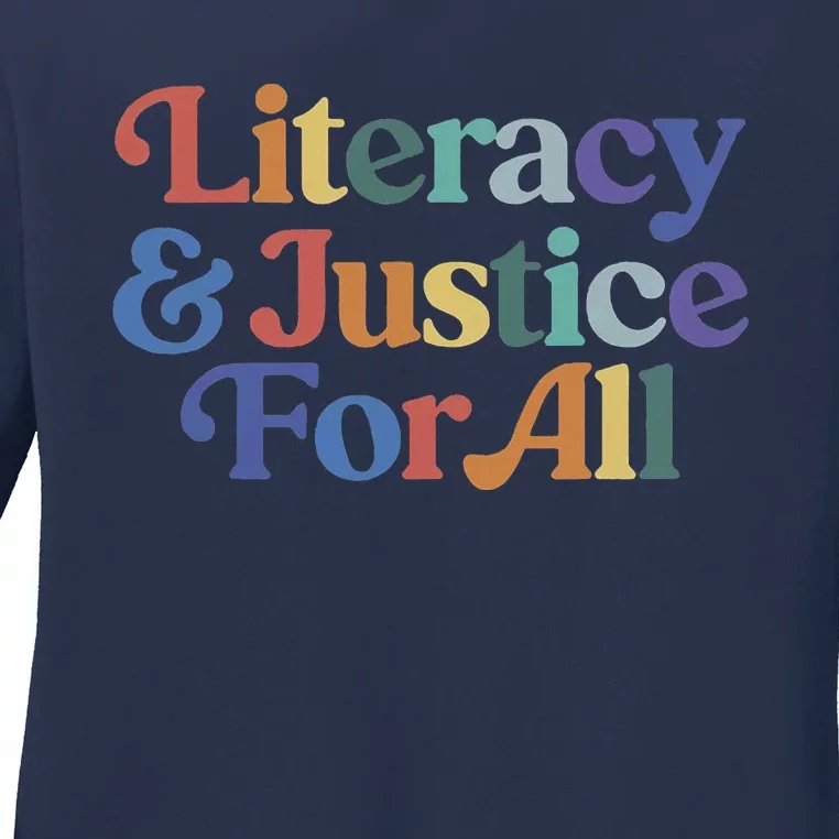 Literacy Justice For All Stop Book Banning Protect Librarian Ladies Long Sleeve Shirt