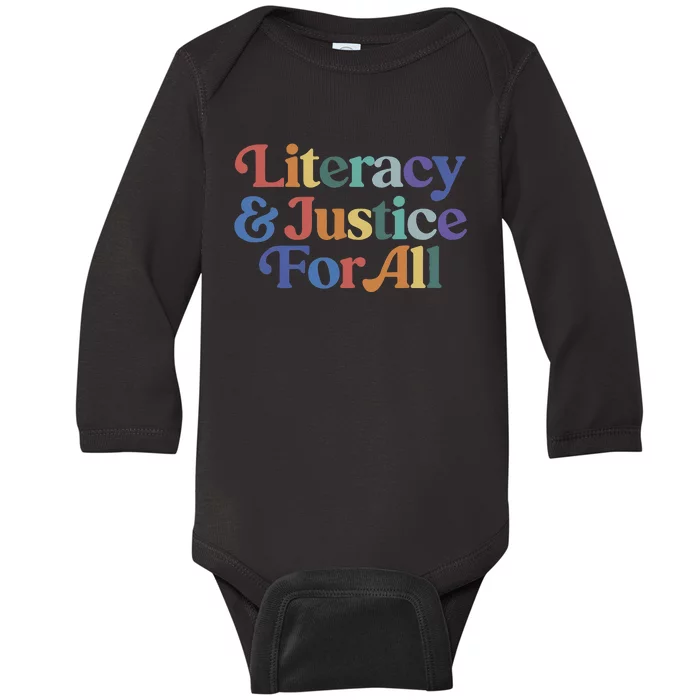 Literacy Justice For All Baby Long Sleeve Bodysuit