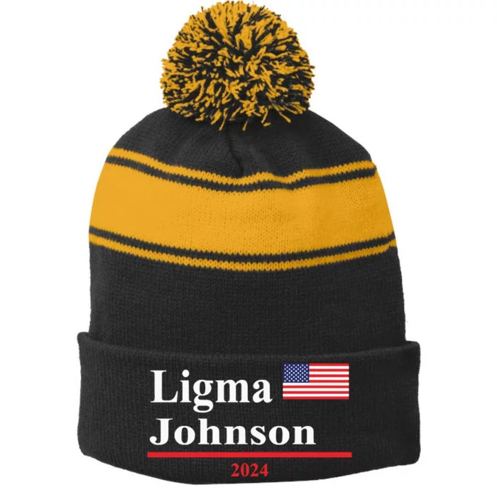 Ligma Johnson Funny Presidential Election 2024 Parody Stripe Pom Pom Beanie