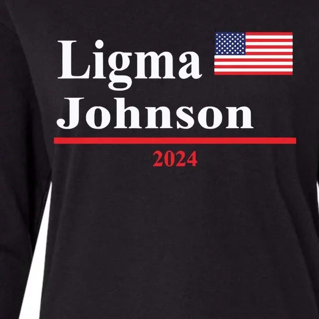 Ligma Johnson Funny Presidential Election 2024 Parody Womens Cotton Relaxed Long Sleeve T-Shirt