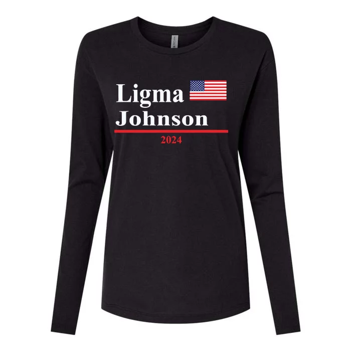 Ligma Johnson Funny Presidential Election 2024 Parody Womens Cotton Relaxed Long Sleeve T-Shirt