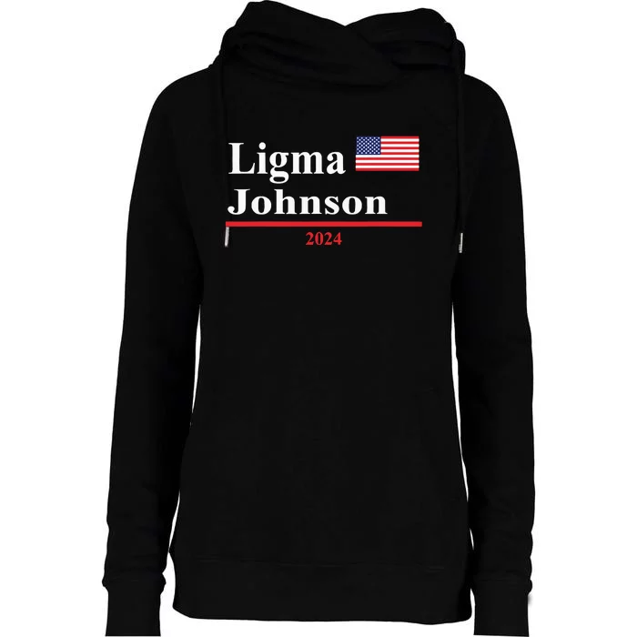 Ligma Johnson Funny Presidential Election 2024 Parody Womens Funnel Neck Pullover Hood