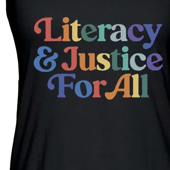 Literacy Justice For All Stop Book Banning Protect Librarian Ladies Essential Flowy Tank