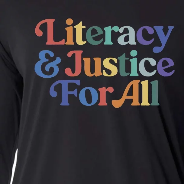 Literacy Justice For All Stop Book Banning Protect Librarian Cooling Performance Long Sleeve Crew