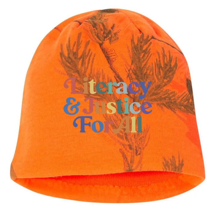 Literacy Justice For All Stop Book Banning Protect Librarian Kati - Camo Knit Beanie