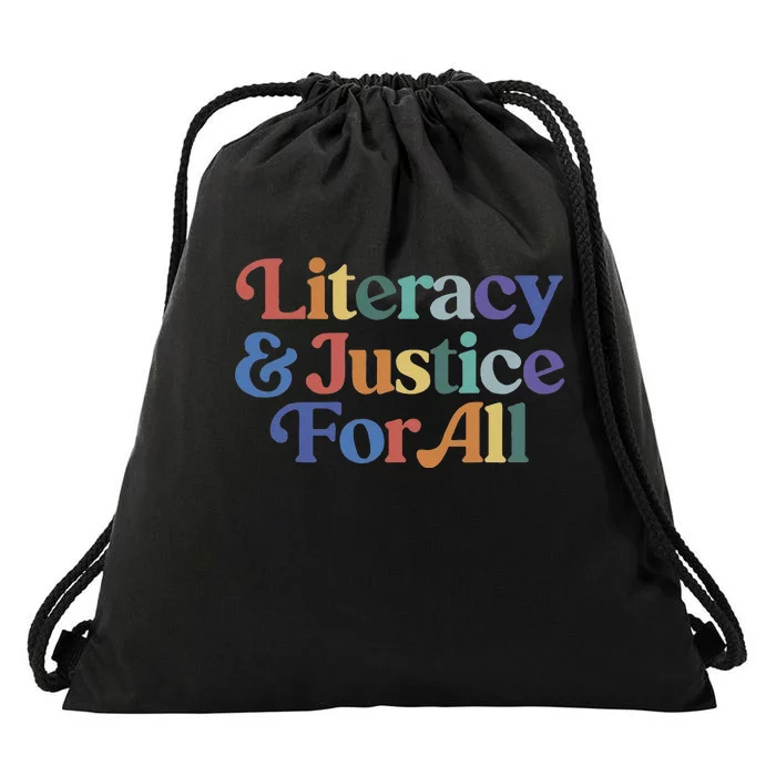 Literacy Justice For All Stop Book Banning Protect Librarian Drawstring Bag