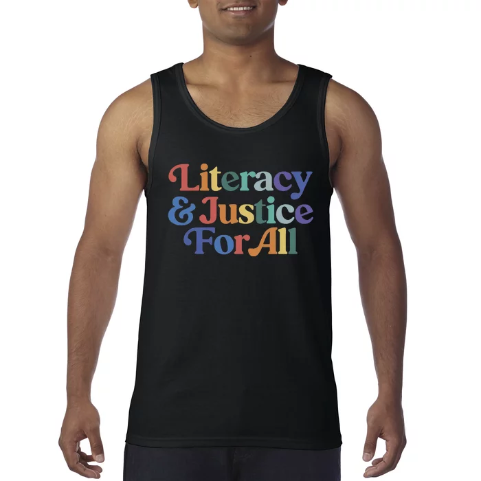 Literacy Justice For All Stop Book Banning Protect Librarian Tank Top