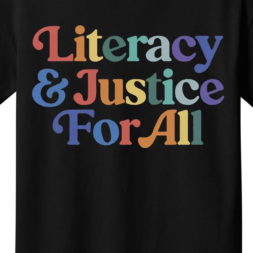 Literacy Justice For All Stop Book Banning Protect Librarian Kids T-Shirt