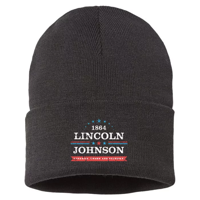 Lincoln Johnson Funny Presidential Campaign 1864 Sustainable Knit Beanie