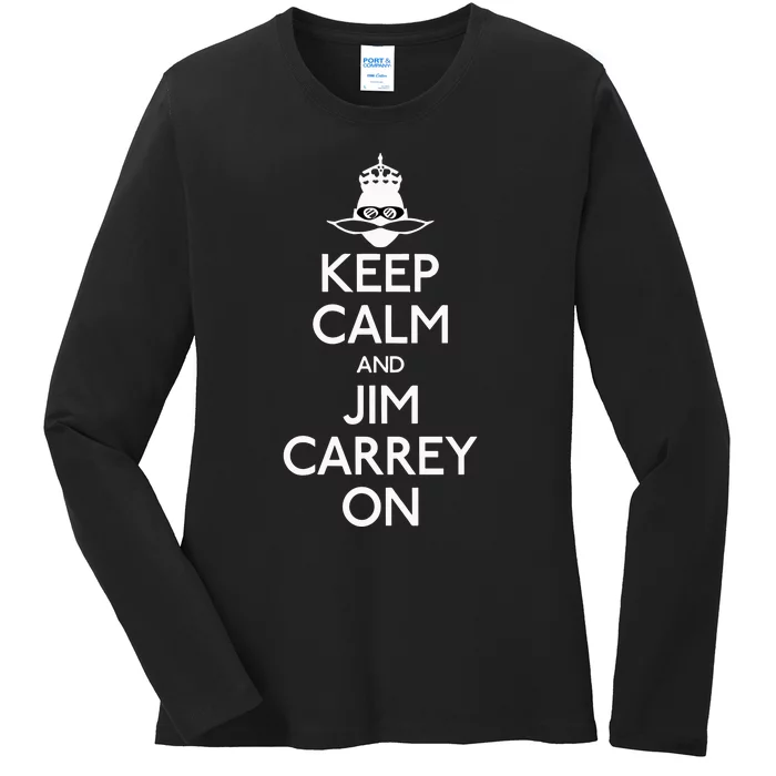 Limited Jeff Fowler Keep Calm And Jim Carrey On Ladies Long Sleeve Shirt