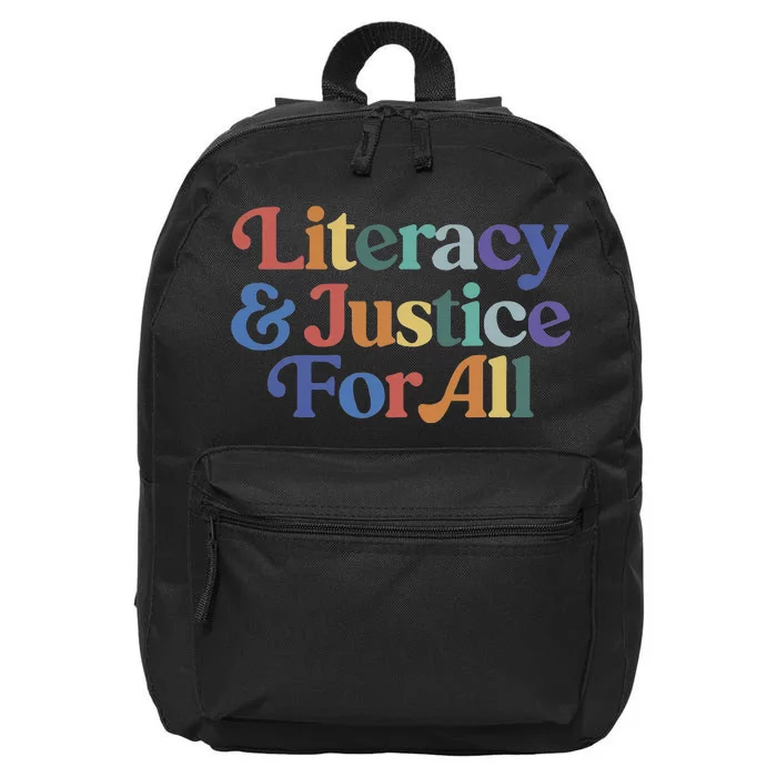 Literacy Justice For All Stop Book Banning Protect Librarian 16 in Basic Backpack