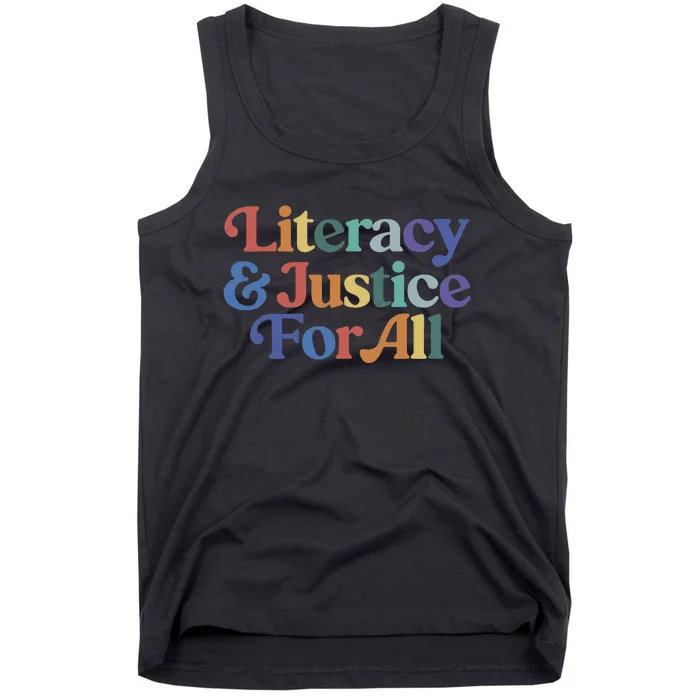 Literacy Justice For All Stop Book Banning Protect Librarian Tank Top