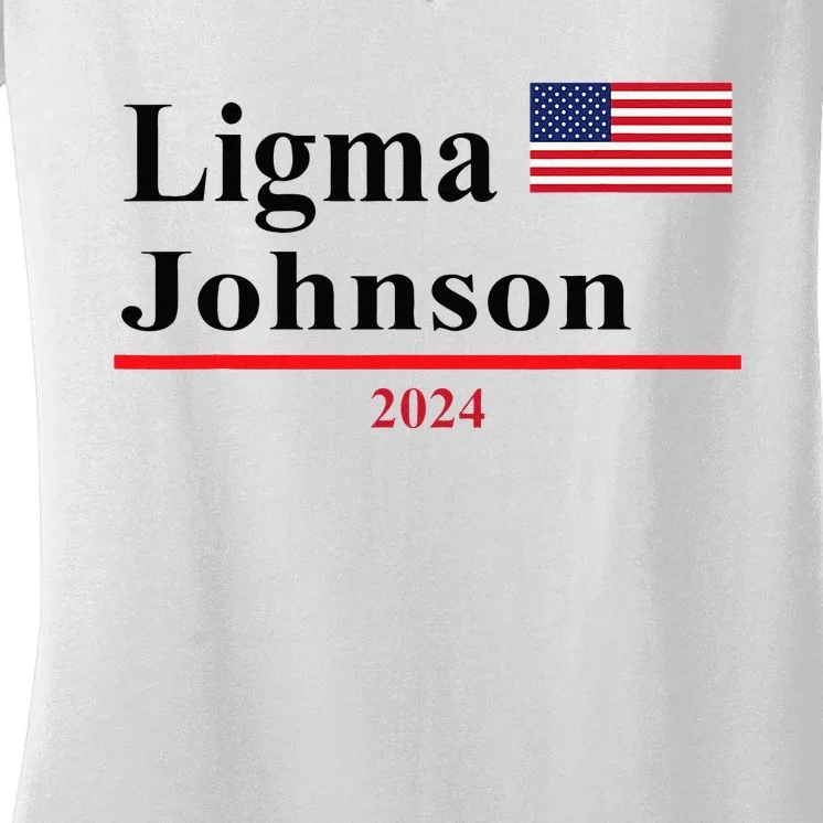 Ligma Johnson Funny Presidential Election 2024 Parody Women's V-Neck T-Shirt