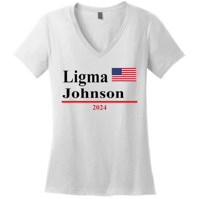 Ligma Johnson Funny Presidential Election 2024 Parody Women's V-Neck T-Shirt