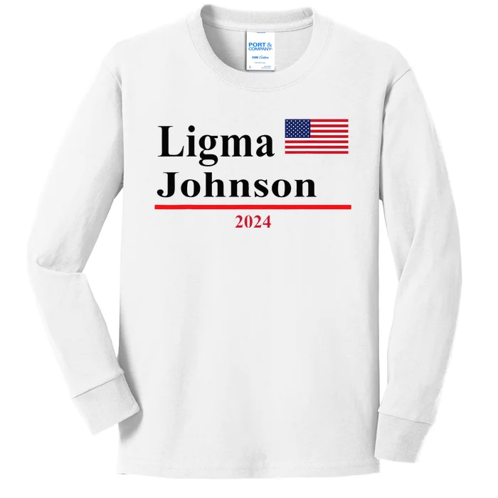 Ligma Johnson Funny Presidential Election 2024 Parody Kids Long Sleeve Shirt