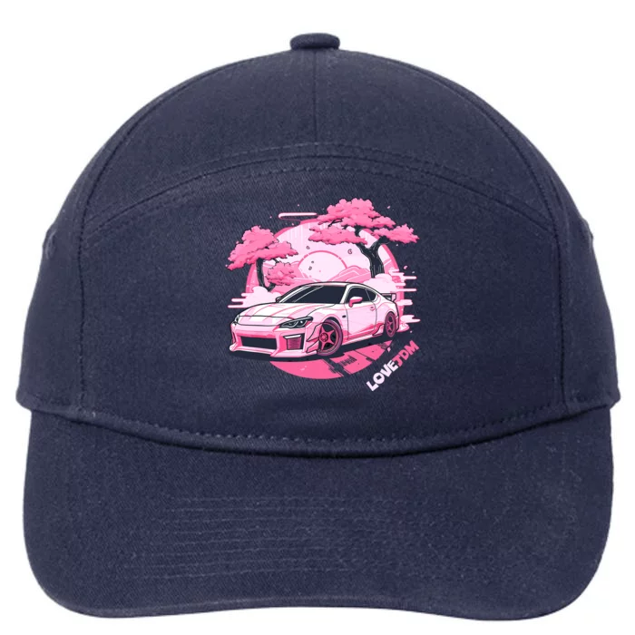 Love JDM Girl Racer Pink Japanese Race Car 7-Panel Snapback Hat