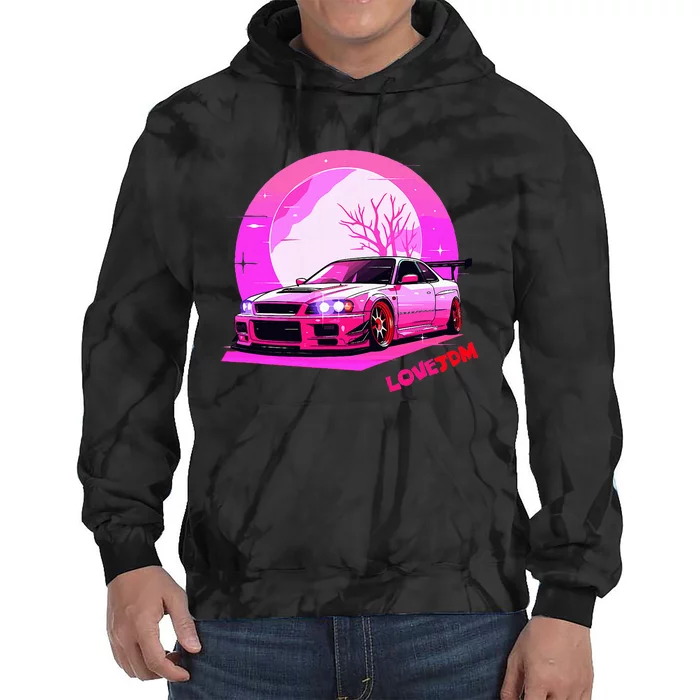 Love Jdm Girl Racer Japanese Modified Race Car Tie Dye Hoodie